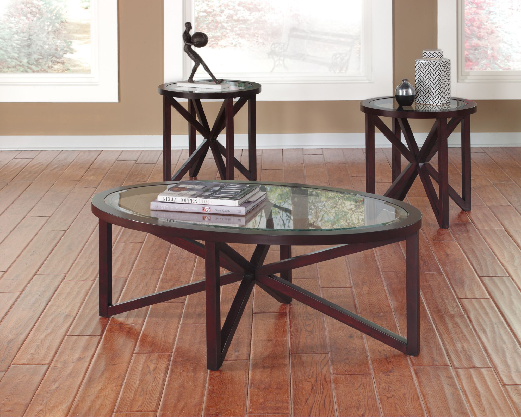 картинка Комплект столиков из 3-х штук Sleffine- Dark Brown, Ashley от Sohogallery.ru