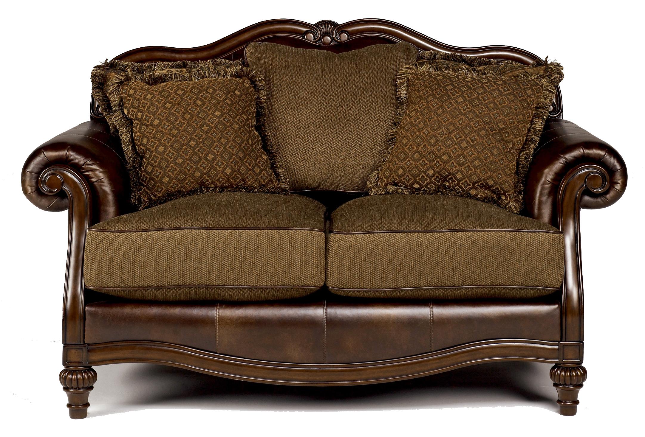 картинка Комбинированный диван из кожи и ткани для отдыха Claremore - Antique, Ashley от Sohogallery.ru